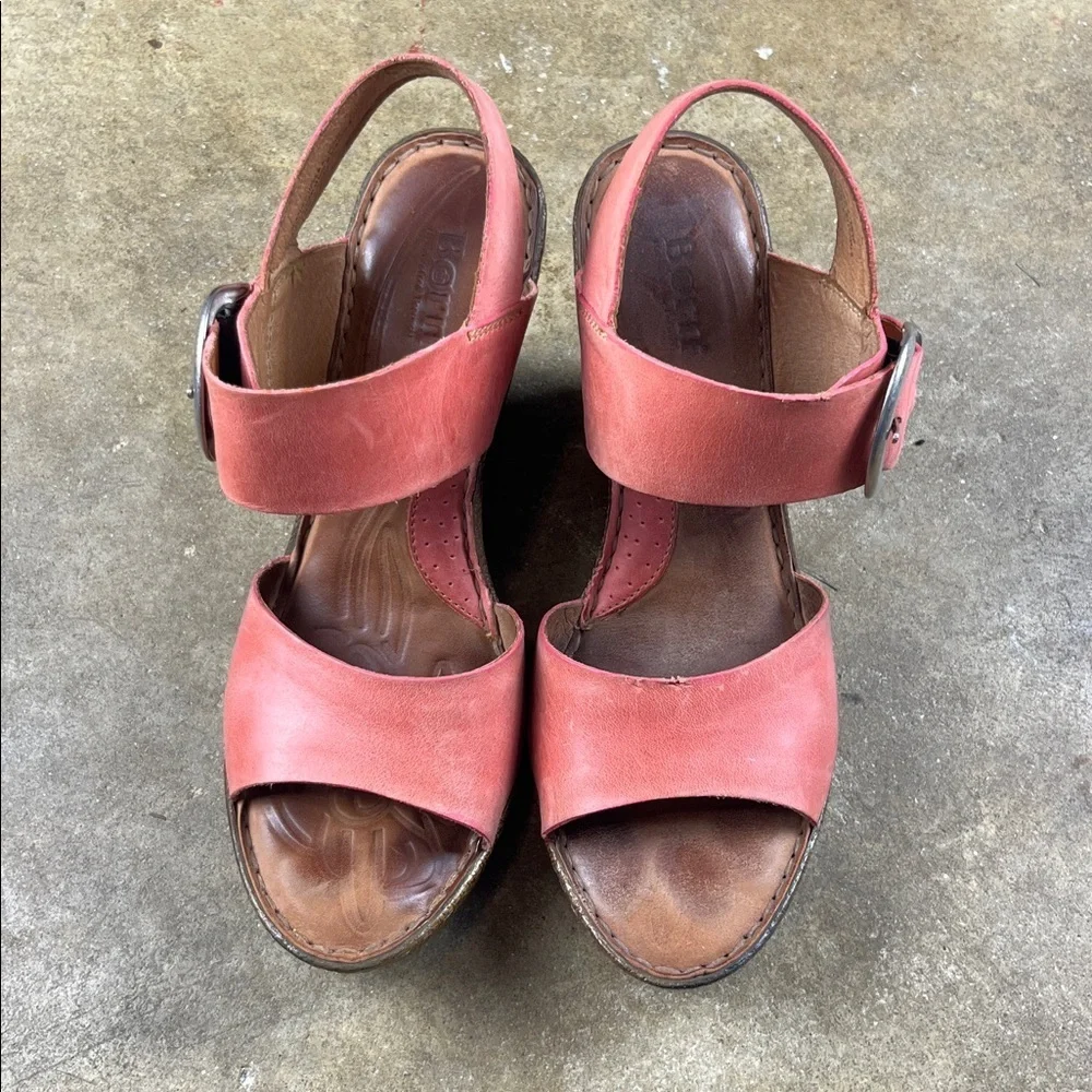 Born Light Red/Pink wedge Sandals Size: 9